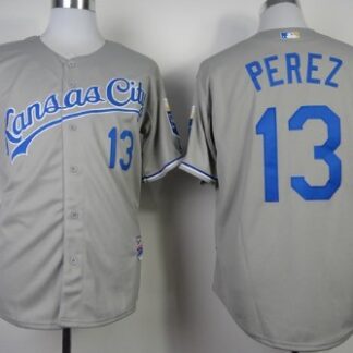 Kansas City Royals #13 Salvador Perez Gray Jersey