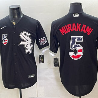 Men's Chicago White Sox #5 Munetaka Murakami Black 2026 USA 250 Fourth of July Stitched Baseball Jersey