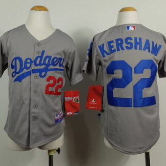 Los Angeles Dodgers #22 Clayton Kershaw 2014 Gray Kids Jersey