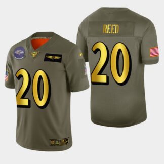 Baltimore Baltimore Ravens #20 Ed Reed Men’s Nike Olive Gold 2019 Salute to Service Limited NFL 100 Jersey