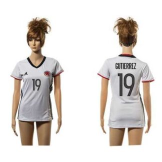 Women’s Colombia #19 Gutierrez Away Soccer Country Jersey