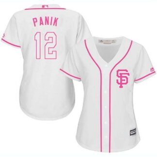 San Francisco Giants #12 Joe Panik White/Pink Fashion Women’s Stitched MLB Jersey