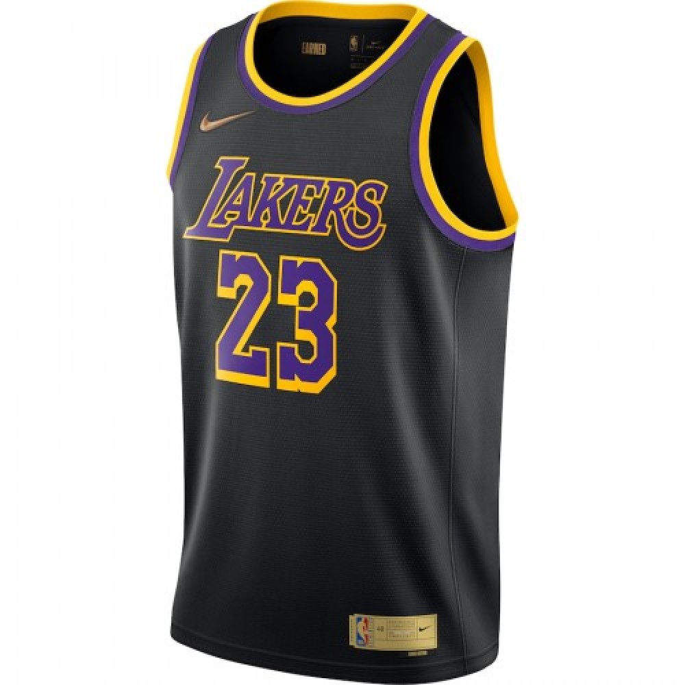 Men's Los Angeles Lakers LeBron James #23 Nike Black 2020/21 Swingman Player Jersey – Earned Edition - Image 2