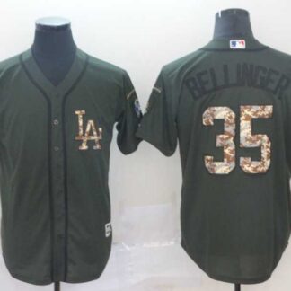 Dodgers 35 Cody Bellinger Olive Camo Salute To Service Cool Base Jersey