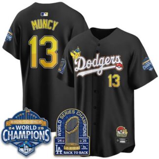 Men's Los Angeles Dodgers #13 Max Muncy Black LAD x PKM 2026 Baseball Jersey