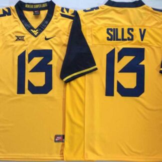 West Virginia Mountaineers 13 David Sills V Yellow College Football Jersey