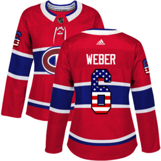 Adidas Montreal Canadiens #6 Shea Weber Red Home Authentic USA Flag Women’s Stitched NHL Jersey