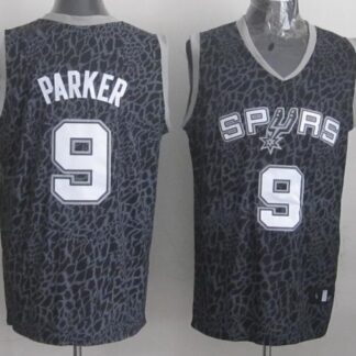 San Antonio Spurs #9 Tony Parker Black Leopard Fashion Jerseys