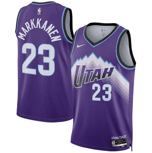 Men's Utah Jazz #23 Lauri Markkanen Purple 2025 Icon Edition Stitched Jersey Dzhi