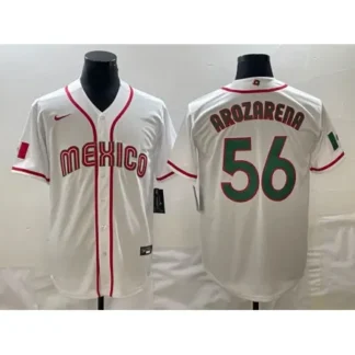 Men's Mexico Baseball #56 Randy Arozarena 2023 White World Baseball Classic Stitched Jersey VTFI