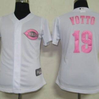 Womens Cincinnati Reds 19 votto White Jerseys
