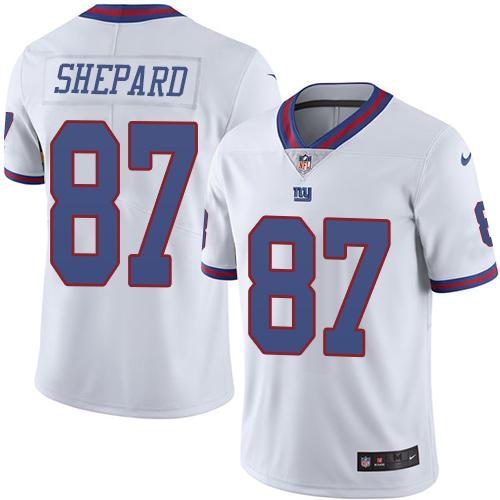 Nike New York Giants #87 Sterling Shepard White Men’s Stitched NFL Limited Rush Jersey