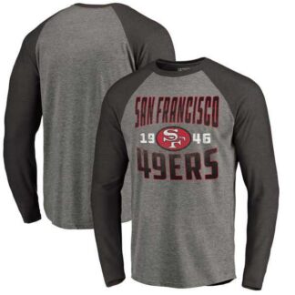 San Francisco 49ers NFL Pro Line by Fanatics Branded Timeless Collection Antique Stack Long Sleeve Tri-Blend Raglan...