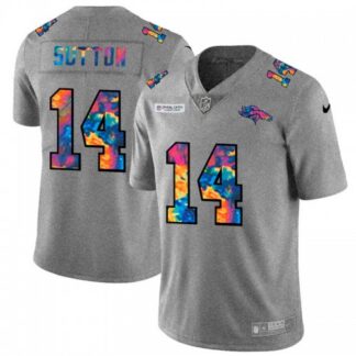 Denver Broncos #14 Courtland Sutton Men’s Nike Multi-Color 2020 NFL Crucial Catch NFL Jersey Greyheather