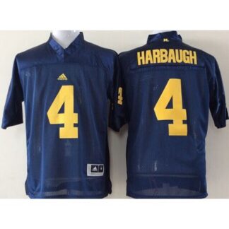 Michigan Wolverines #4 Jim Harbaugh Navy Blue Stitched NCAA Jersey