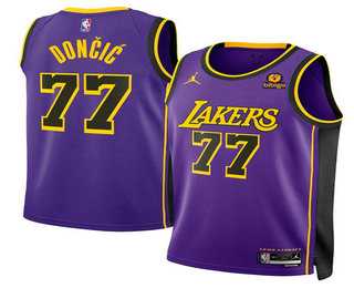 Men's Los Angeles Lakers #77 Luka Doncic Purple 2025 Statement Edition Stitched Jersey Dzhi
