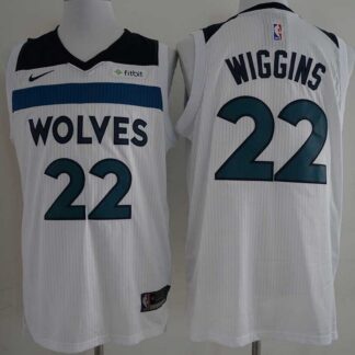 Timberwolves #22 Andrew Wiggins White Authentic Stitched NBA Jersey