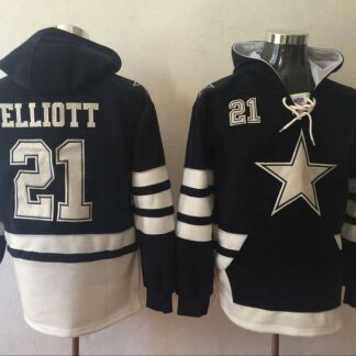 Dallas Cowboys #21 Ezekiel Elliott Navy All Stitched Hooded Sweatshirt