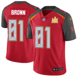 Nike Tampa Bay Buccaneers #81 Antonio Brown Red Team Color Men’s Super Bowl LV Champions Patch NFL Vapor Untouchabl...