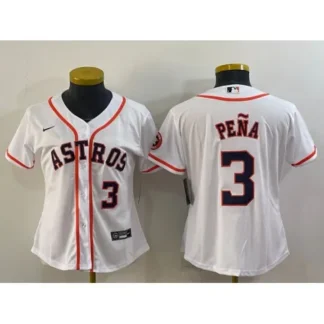ultra‑ Women's Houston Astros #3 Jeremy Pena White With Patch Cool Base Stitched Baseball Jersey(Run Small) ‑uniform