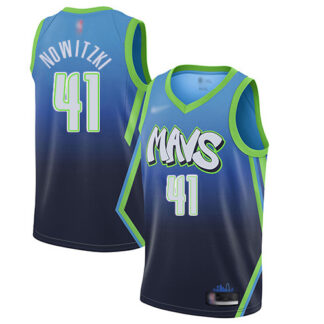 Men’s Nike Dallas Mavericks #41 Dirk Nowitzki Blue Basketball Swingman City Edition 2019 20 Jersey