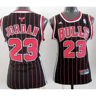 Cheap Women Chicago Bulls 23 Michael Jordan Black Red Strip NBA Jersey