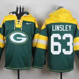 Green Bay Packers #63 Corey Linsley Green Player Stitched Pullover NFL Hoodie