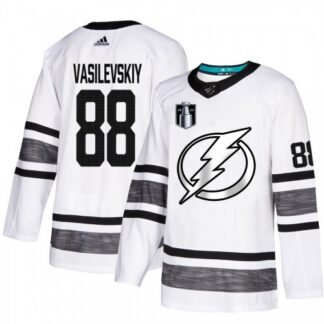 Adidas Tampa Bay Lightning #88 Andrei Vasilevskiy White Authentic 2022 Stanley Cup Final Patch All-Star Stitched NH...