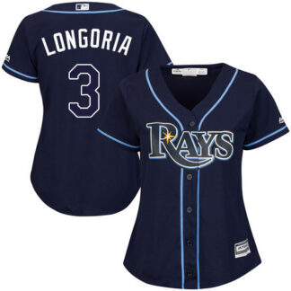 Tampa Bay Rays #3 Evan Longoria Dark Blue Alternate Women’s Stitched MLB Jersey