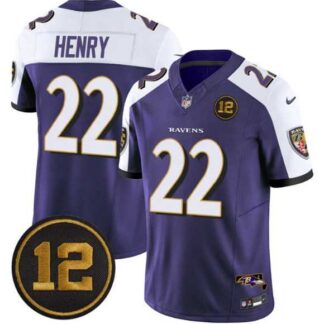 Men's Baltimore Ravens #22 Derrick Henry Purple Alternate 2025 F.U.S.E Jacoby Jones Patch Vapor Limited Jersey Dzhi