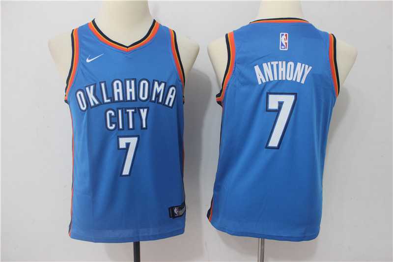 Youth Nike Oklahoma City Thunder #7 Carmelo Anthony Blue Swingman Stitched NBA Jersey