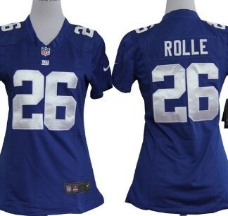 Nike New York Giants #26 Antrel Rolle Blue Game Womens Jersey