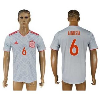 Spain #6 A.Iniesta Away Soccer Country Jersey