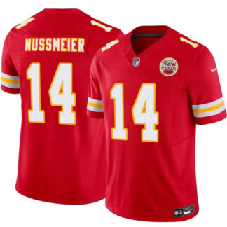 Men’s Kansas City Chiefs #14 Garrett Nussmeier Red 2026 Draft F.U.S.E. Vapor Untouchable Limited Stitched Football...