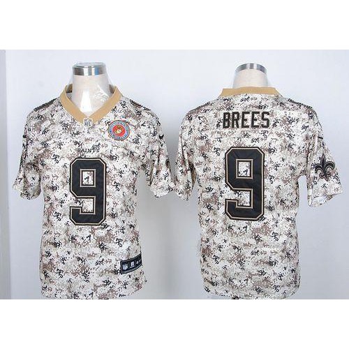 Nike New Orleans Saints #9 Drew Brees Camo USMC Men’s Stitched NFL Elite Jersey