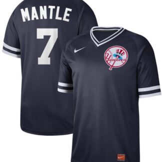 Yankees #7 Mickey Mantle Navy Authentic Cooperstown Collection Stitched Baseball Jersey