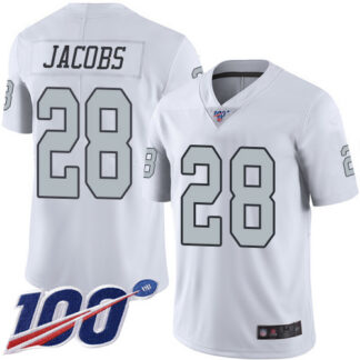 Nike Las Vegas Raiders #28 Josh Jacobs White Men’s Stitched NFL Limited Rush 100th Season Jersey