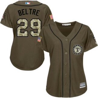 Texas Rangers #29 Adrian Beltre Green Salute to Service Women’s Stitched MLB Jersey