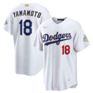 Youth Los Angeles Dodgers #18 Yoshinobu Yamamoto Nike White 2026 Gold Collection Authentic Custom Jersey