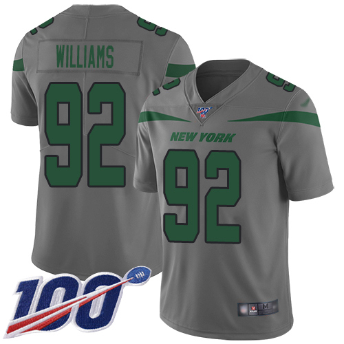 Nike New York Jets #92 Leonard Williams Gray Men’s Stitched NFL Limited Inverted Legend 100th Season Jersey