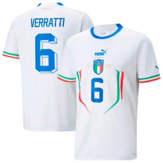 Marco Verratti Italy National Team Puma Youth 2022/23 Away Replica Player Jersey – White
