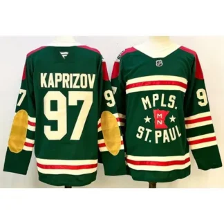Men's Minnesota Wild #97 Kirill Kaprizov Green 2024-25 Stitched Hockey Premium Jersey