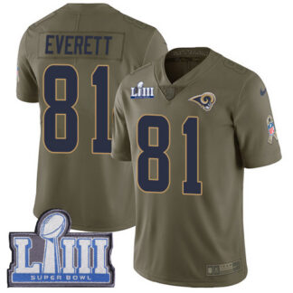 Nike Los Angeles Rams #81 Gerald Everett Olive Super Bowl LIII Bound Men’s Stitched NFL Limited 2017 Salute to Serv...
