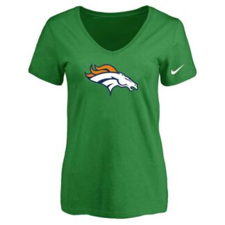 Women's Denver Broncos D.Green Logo V neck T-Shirt FengYun