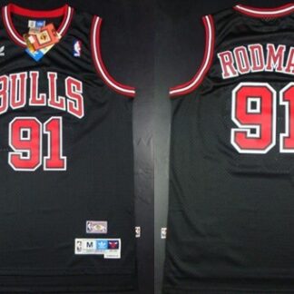 Chicago Bulls #91 Dennis Rodman Black With Bulls Throwback Swingman Jerseys