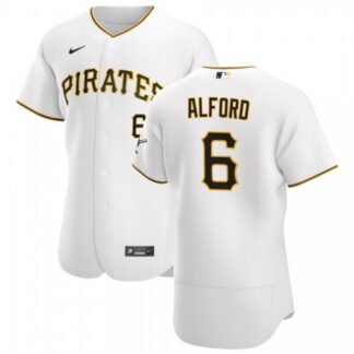 Pittsburgh Pirates #6 Anthony Alford Men’s Nike White Home 2020 Authentic Player MLB Jersey