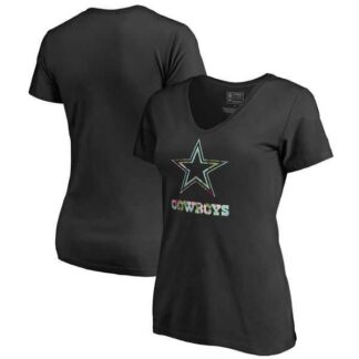 Women Dallas Cowboys NFL Pro Line by Fanatics Branded Lovely Plus Size V Neck T-Shirt Black