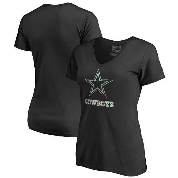 Women Dallas Cowboys NFL Pro Line by Fanatics Branded Lovely Plus Size V Neck T-Shirt Black