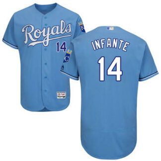 ultra‑ Men's Kansas City Royals #14 Omar Infante Light Blue 2016 Flexbase Majestic Baseball Jersey ‑uniform