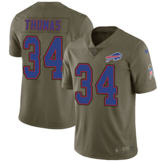 Nike Buffalo Bills #34 Thurman Thomas Olive Men’s Stitched NFL Limited 2017 Salute To Service Jersey